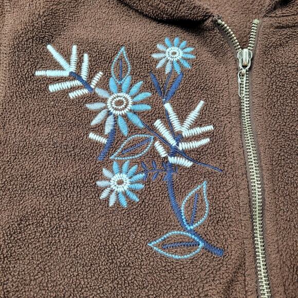 Faded Glory Brown Embroidered Front Zip Fleece Hoodie size L/XL - Picture 5 of 11